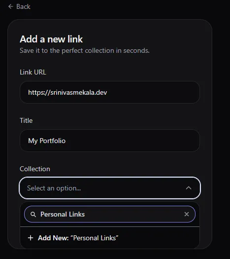Add Link Modal